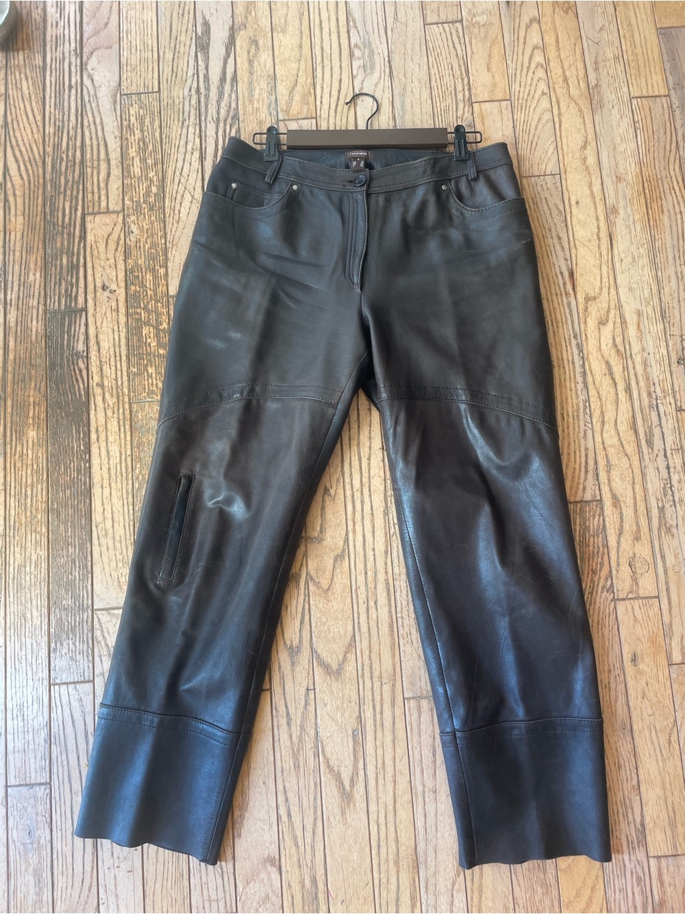 Danier Black Straight-Leg Leather Jeans